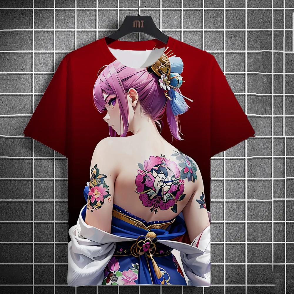 Vintage Girl Pattern Men's T-Shirt Cartoon 3d Printing T-shirt Oversized Tees For Men Bad Girl Harajuku Top Short Sleeve T Shirt