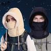 Thickened Beanies Cap Windproof Hooded Face Mask Fashion Integrated Mask Scarf Hat Set Outdoor