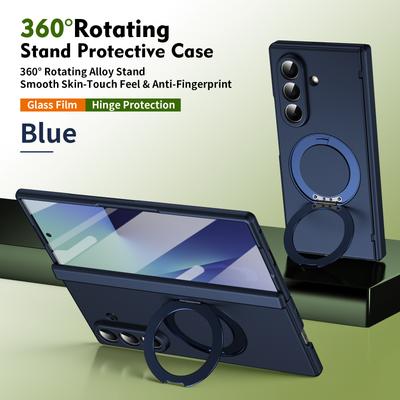 Case for Samsung Z FOLD 7 6 5 Magnetic Attraction Rotating Bracket Hinge Protective Case Full Coverage Anti-Fingerprint Plain