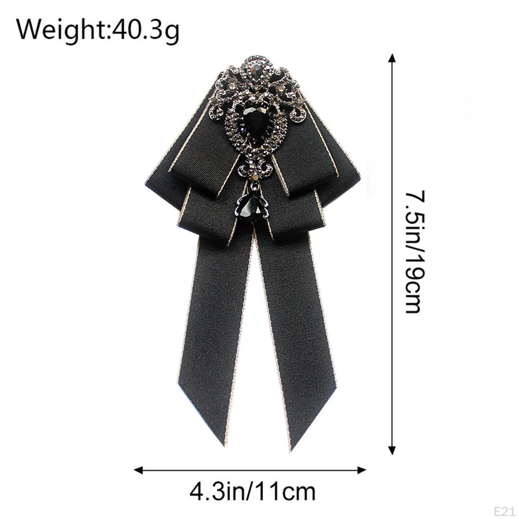 Bow Tie for Women Bowknot Necktie Vintage College Style Elegant Ribbon Formal Fashion Brooch Pin