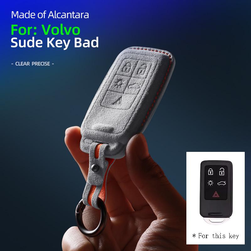 Suede Key Case for Volvo XC60, S60, XC40, XC90, S90, and V90 - Premium Key Cover and Protector Keybag Keychain