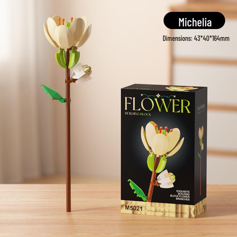 Dream Flower Box: Preserved Building Block Bouquet Set - Sunflower & Carnation. Ideal Toy for Children's Assembly.
