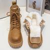 Fleece Women's Shoes, New Best-selling Short Boots, Thick-soled Height-increasing Retro Boots