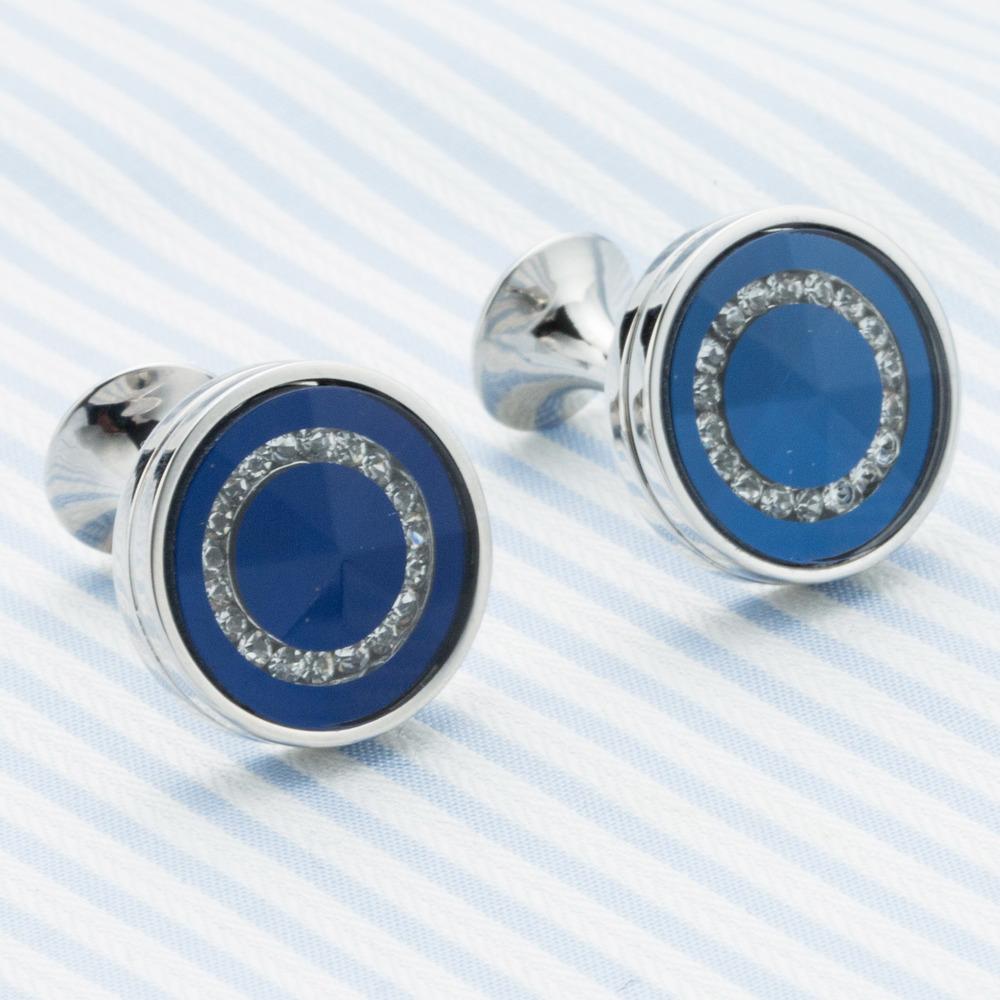 Foreign trade round blue crystal cufflinks, men's French shirt sleeves, high-quality cufflinks 706