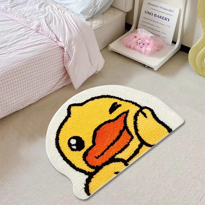 Cartoon Duck Carpet Bathroom Non-Slip Absorbency Foot Pad Bedroom Bed Soft  Comfortable Foot Pad Home Decoration
