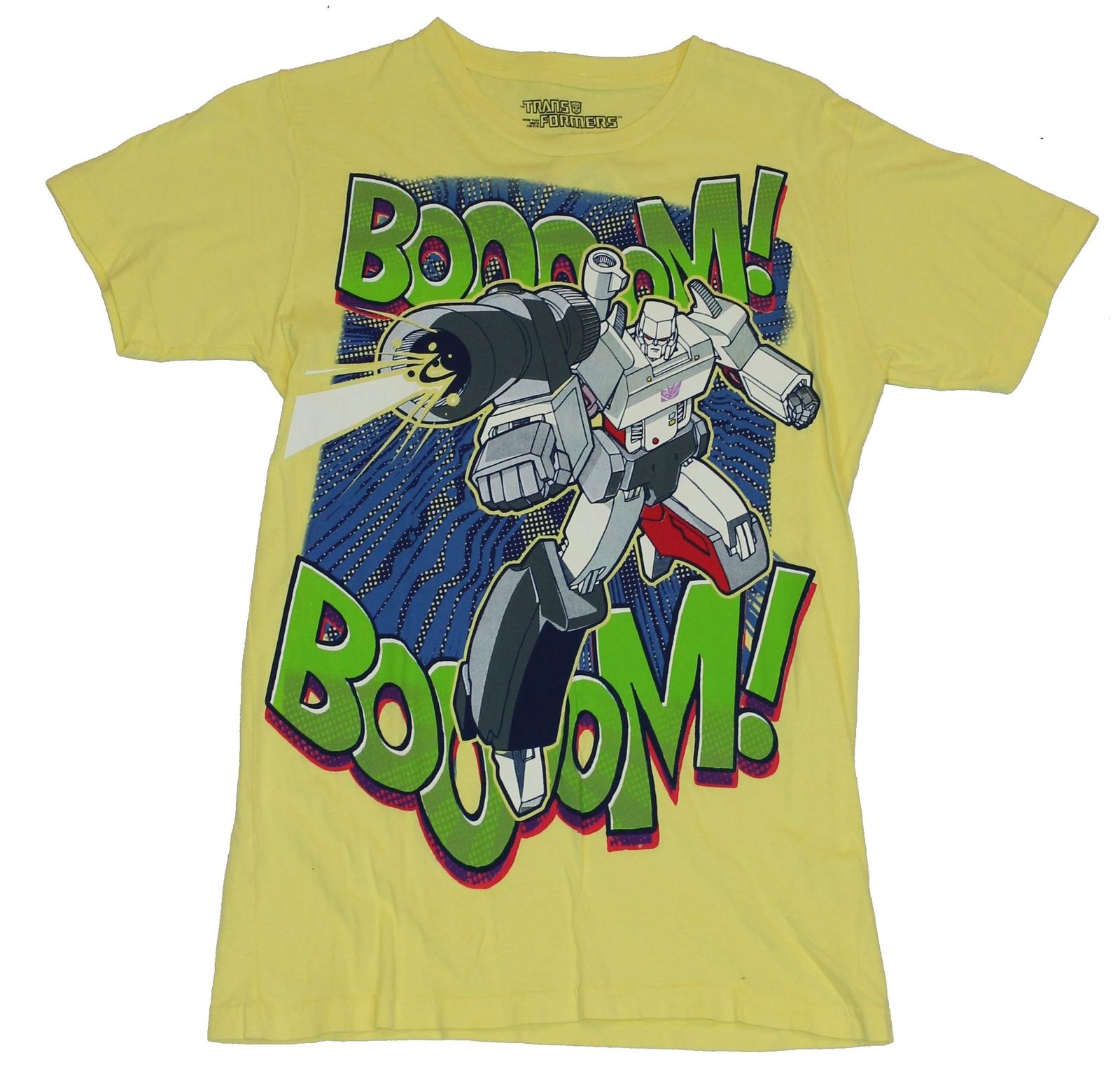 Transformers Mens T-shirt Classic Animated Megatron Boom Boom! on Yellow XL