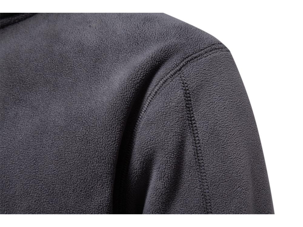 Hanorac Fleece cu Guler Înalt și Fermoar la Jumătate pentru Bărbați - Toamnă/Iarnă Versatil Mânecă Lungă Trend