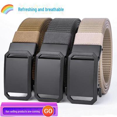Ceinture tactique en toile pour homme avec boucle automatique – Aspect nylon, idéale pour l'extérieur, les loisirs ou l'armée