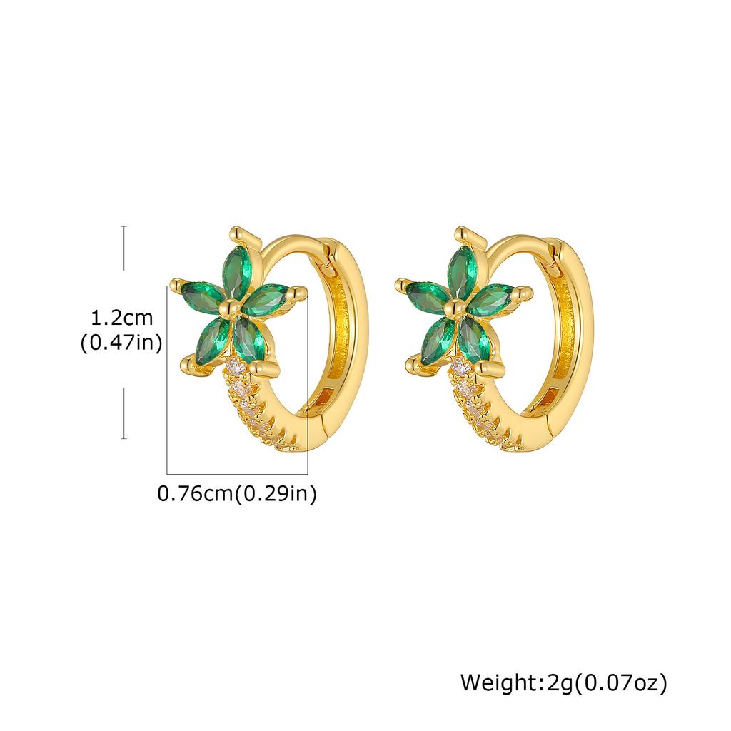 Wind Copper Slightly Inlaid Zircon Bow Flower Earrings Gold Women's Daily Versatile Earrings EBD-480