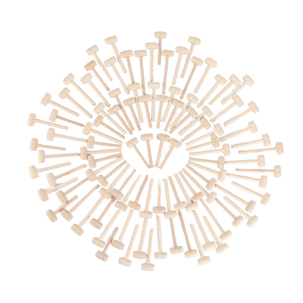 100pcs Mini Wooden Hammers for Chocolate Portable Breakable Heart Hammer Small Wooden Mallet for Kids