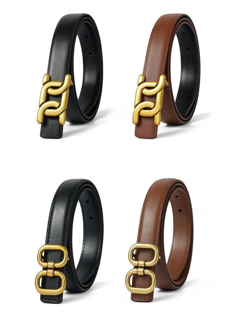 Genuine Leather Women's Versatile Brown Jeans Belt