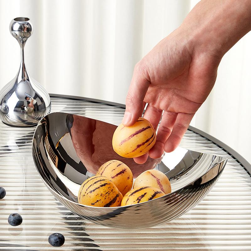Luxury Stainless Steel Fruit Plates Nordic Home Dinner Table Decoration Dessert Serving Dishes Candy Snack Bowl Storage Tray