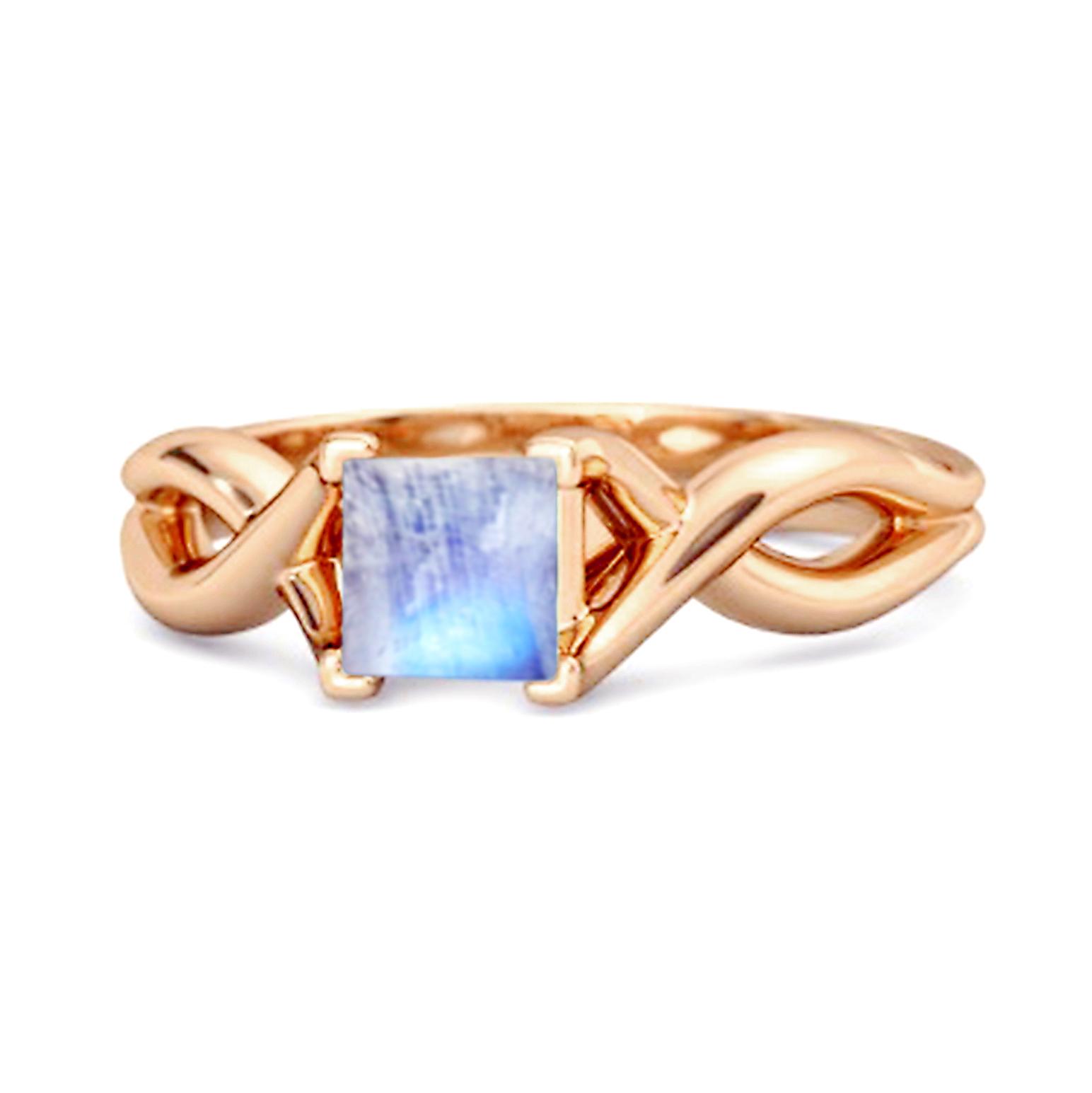 Moonstone Twisted Vine Band Ring - 925 Sterling Silver Rose Gold Vermeil 11 розового золота