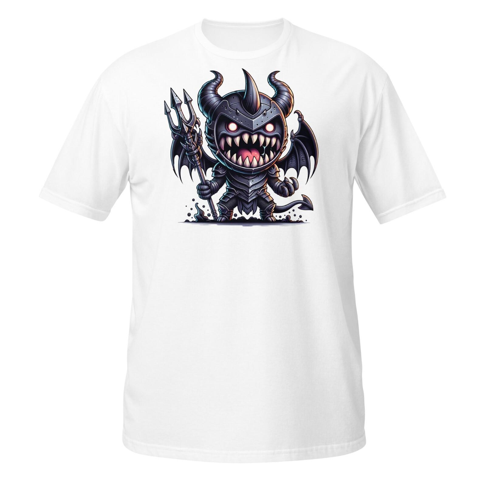 Chibi Devil Warrior T-Shirt | Trident Horned Monster | Gothic Dark Fantasy Tee S разноцветный