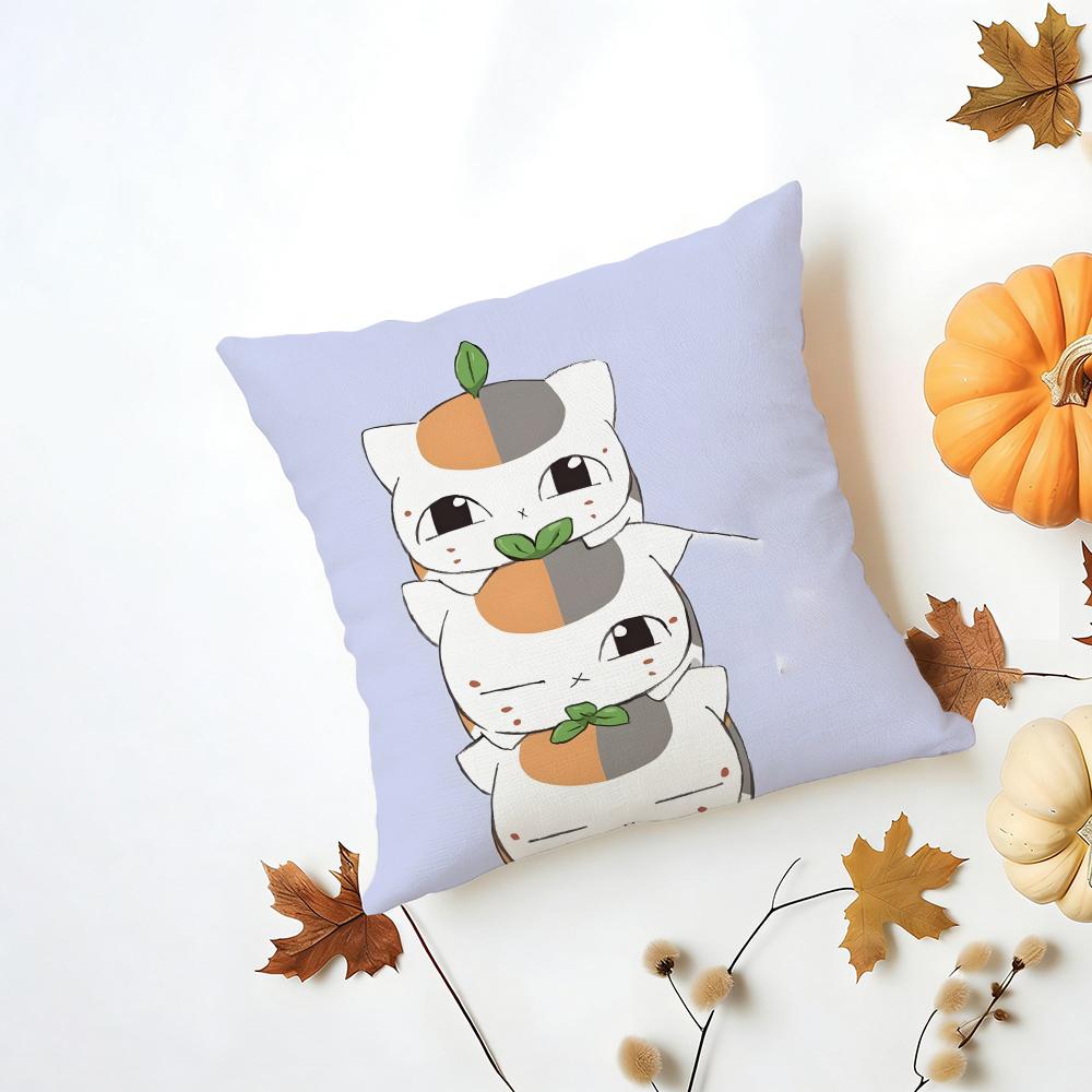 NNyankosensei Cushion Cover Washable Linen Pillowcase Soft for Daily Sofa Bed Home Room Decor