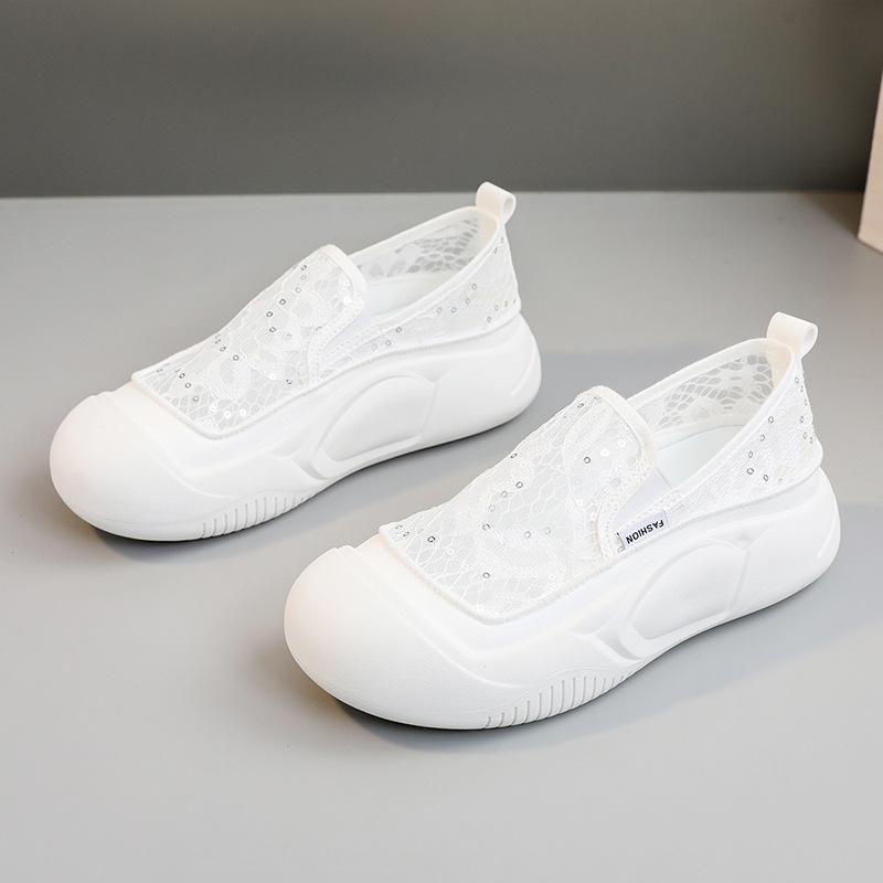Zyxfl55 New Mesh Surface White Shoes Female Hollowed-out Breathable Board Shoes  Summer Platform Height Increasing Shoes Mesh Surface Shoes