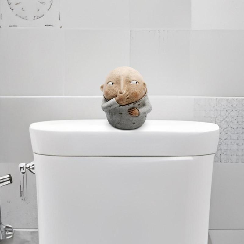 Boy Holding Nose Statues for Home Toilet Bathroom Decor Funny Resin Sculpture Ornament Desktop Decorative Figurine 6.3”