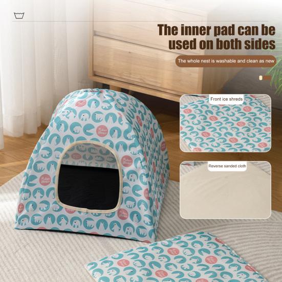 

Портативний намет для котів, критий, відкритий, намет для домашніх тварин, будиночок, печера для котів з ручкою для кошенят, цуценят, дрібних тварин S синій