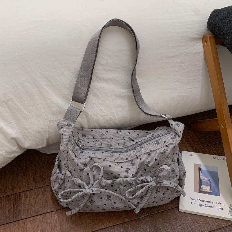 

New Large Capacity Crossbody Bag Floral Retro Shoulder Bag Korean Fashi Trendy Comfortable and Versatile Texture Storage Bags серый