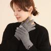 Autumn and winter wool gloves checkered thickened velvet jacquard large size cold-proof cycling warm gloves