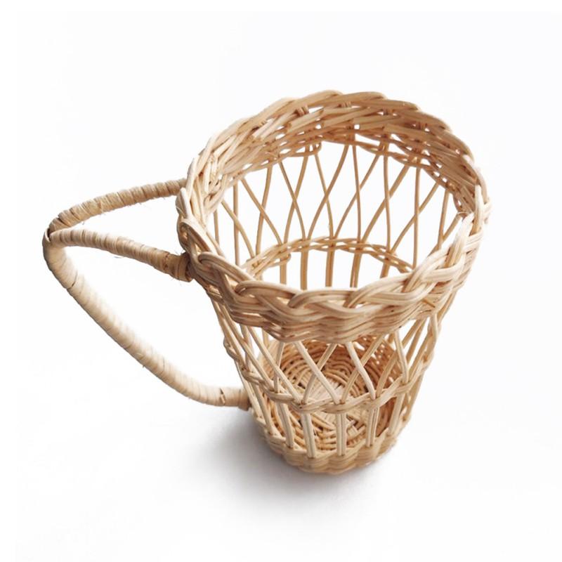 Rattan Woven Glass Water Cup Cover Handle Protection Holder Case