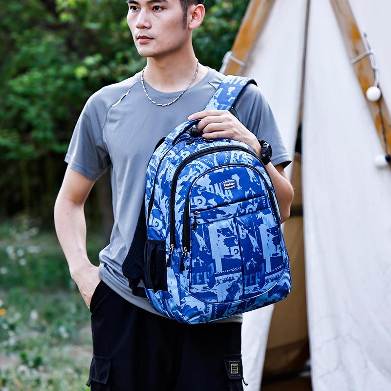 Student schoolbag boys junior high school students large capacity light high school students backpack 2 new camouflage backpack