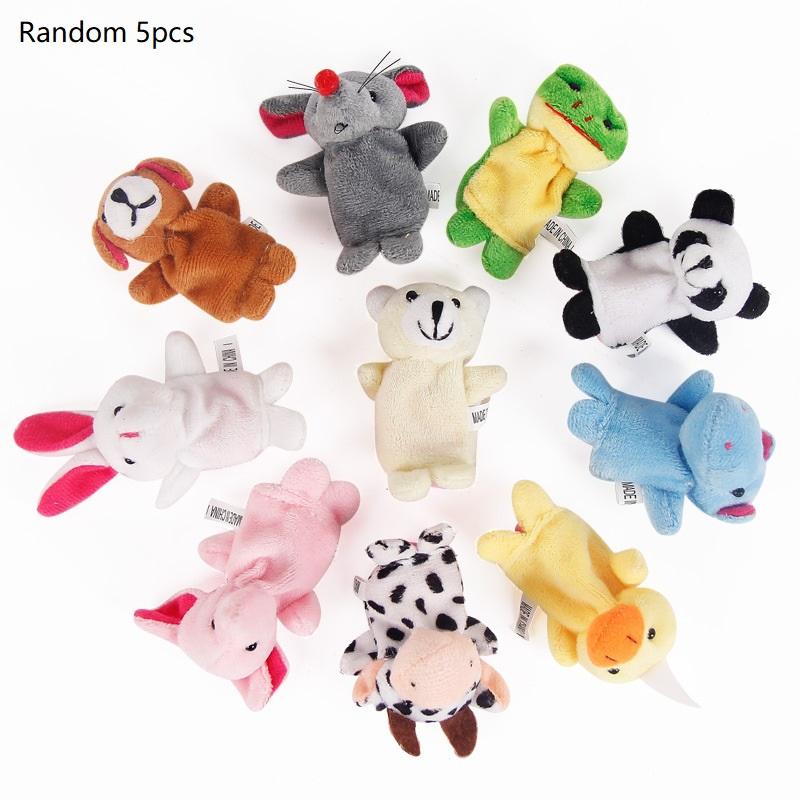 

5/10pcs Animal Finger Puppet Mini Plush Toy Cartoon Biological Baby Pretend Telling Story Stuffed Doll Plushies Fans Gift Random