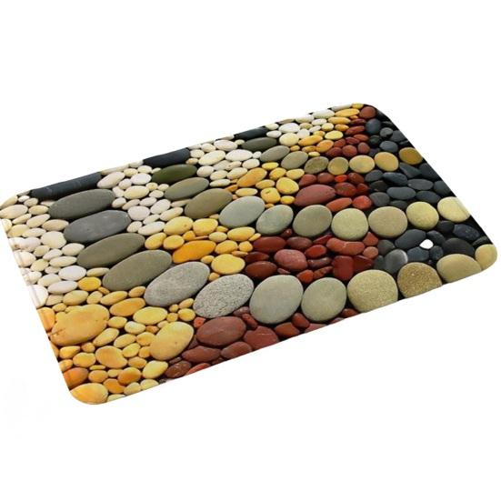 Yousheng 3D Optical Illusion Bathroom Rug Non-Slip Pebble Stone Pattern Bath Mat Quick Dry Absorbent Floor Mat for Bathroom Tub Shower Sink