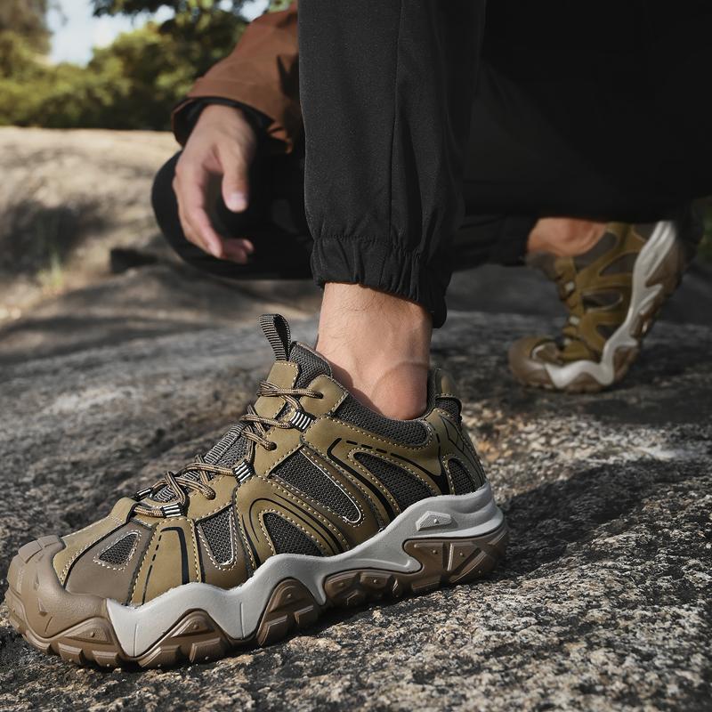 Fashion Outdoor Sports Soft Walking Footwear Hiking Shoes Outdoor Mens Sneakers Non-Slip Casual Leather Shoes Comfortable Driving Shoes