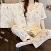 Homewear Cloud Cotton Spring And Summer Pajamas Women'S Short-Sleeved Trousers Cartoon Puppy Girl Three-Piece Set