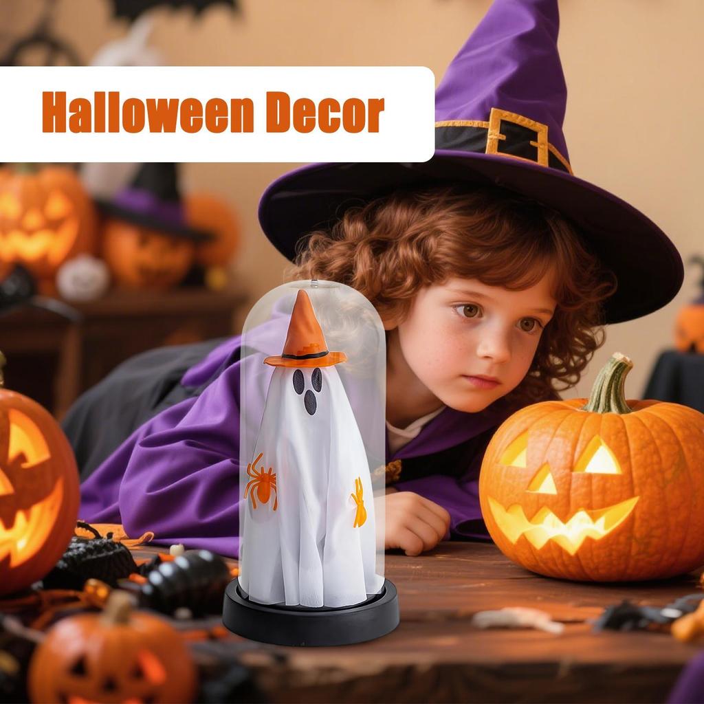 Halloween Ghost Decor Gothic-Style Ghost Decor With LED Light Horror Desktop Ornament Eerie Home Accents For Kitchen Escape Room