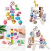 Wooden Animal Stacking Toy With Water Based Paint For Child Development And Parent Child Interaction