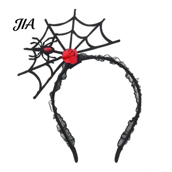 Atmospheric Photo Hairband Halloween Spider Web Headband, Black Lace Choker Collar with Rose, Adults Teenagers Costume Accessory for Women Girls,