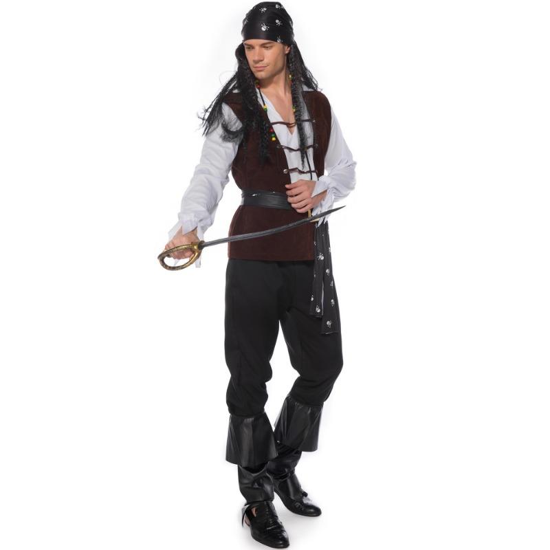 Pirate Adult Men's Suit Halloween Pirate Captain of the Caribbean Suit