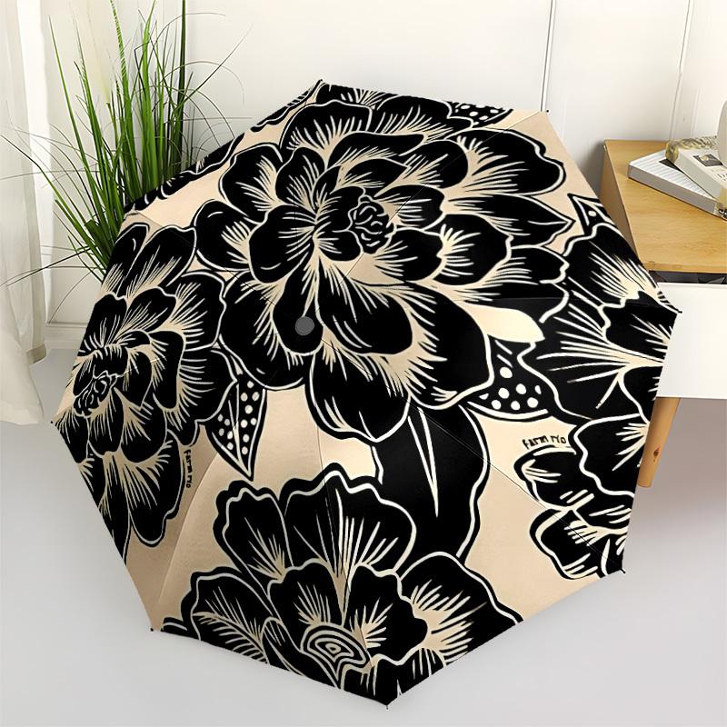 1pc Floral Pattern Automatic Open/close, All-Season Portable Folding Umbrella for Friends, Travel, Everyday, Events  Yy250812142