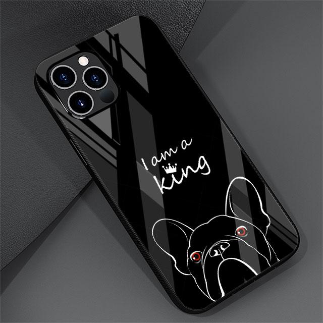 

Черно-белый стеклянный чехол с французским бульдогом для Apple iPhone 13 Pro 11 14 12 7 8 Plus SE 2022 XR X XS Max 6 6S, закаленный чехол для телефона iPhone 14 Pro Max