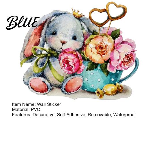 Childrens Bedroom Wall Stickers Watercolor Rabbit & Flowers Light Switch Sticker Cute Bunny Peel And Stick Decal Floral Socket Decoration