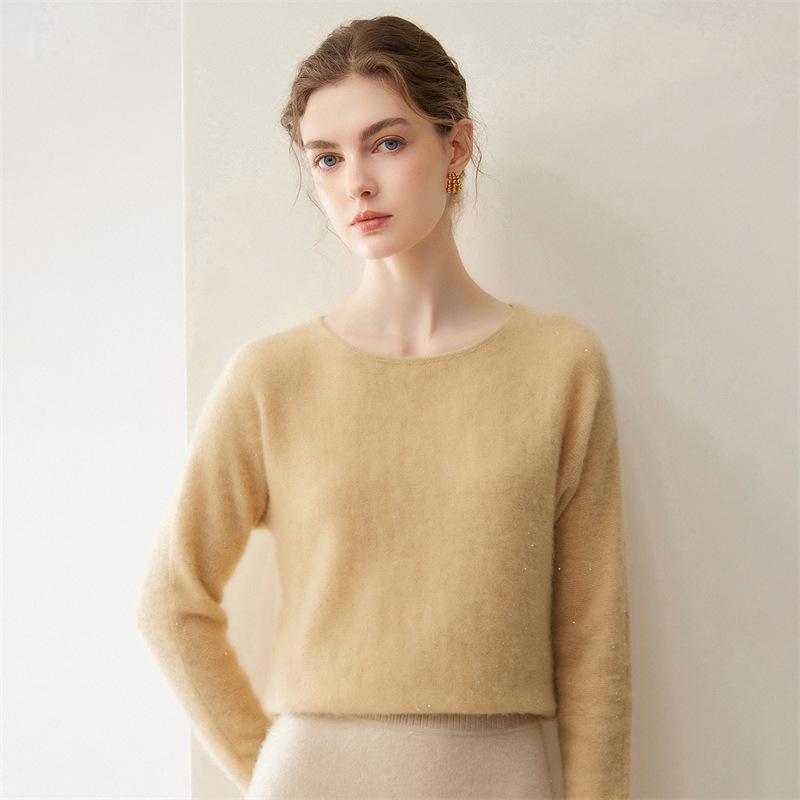Lekasha Women's 100% Pure Cashmere Loose Long Sleeve Pullover Sweater - Solid Color for Autumn & Winter