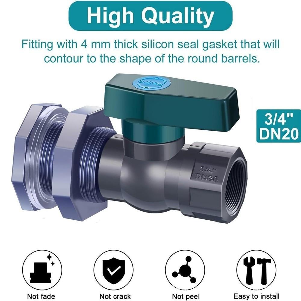 Durable 3/4 1 Inch Rain Barrel Faucet Garden Supplies PVC Garden Diverter Water Tanks Rain Bucket Garden Faucet Garden