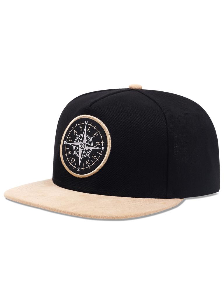 Compass label pattern versatile casual sports style couple style simple flat brimmed hat for men and women outdoor travel