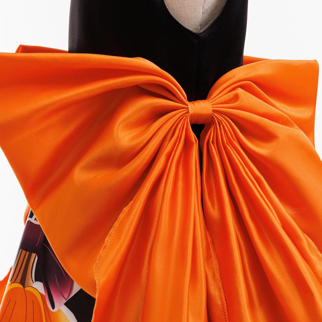 Halloween Witch Costume for Kids - European & American Style Cosplay Dress with Pumpkin Print