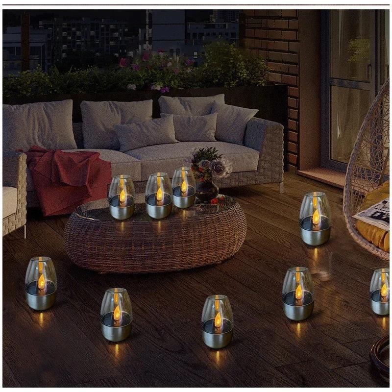 LED Solar Candles Light Flameless Rechargeable Night Light For Wedding Party Garden Decor Outdoor Waterproof Solar Candles Lamp