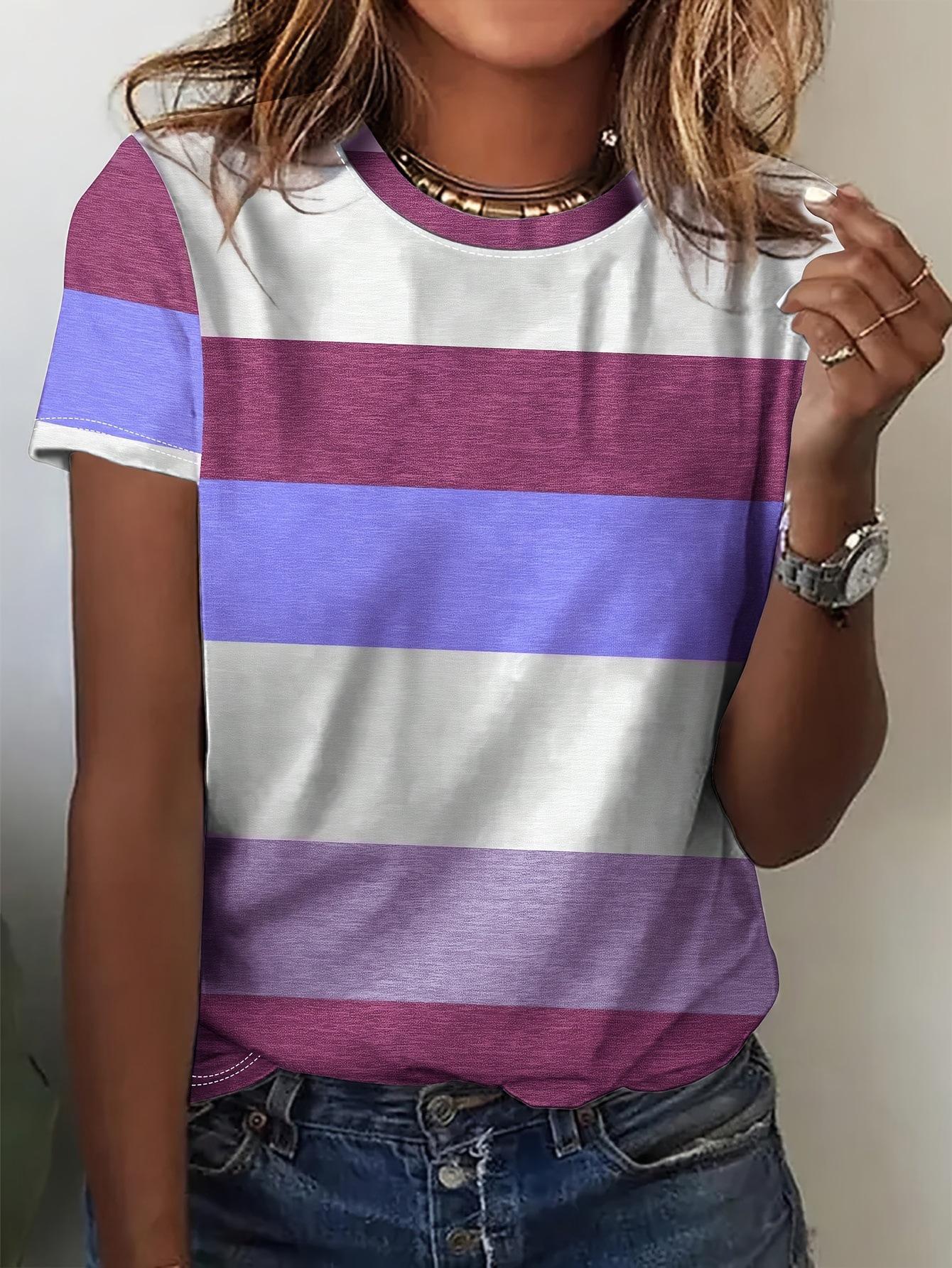 

New 2025 Women s Plus Size Plaid and Stripe Round Neck Short Sleeve Top in Yellow/Red. 1XL синій