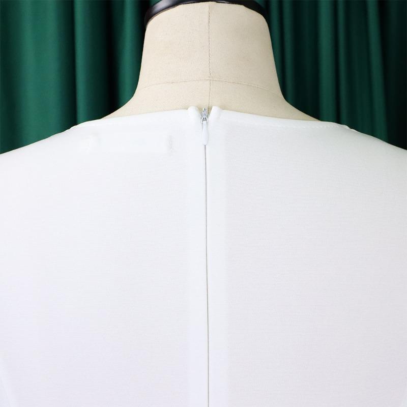 Women Solid High Waist Short Sleeve Pencil Bodycon Office Commute Dress