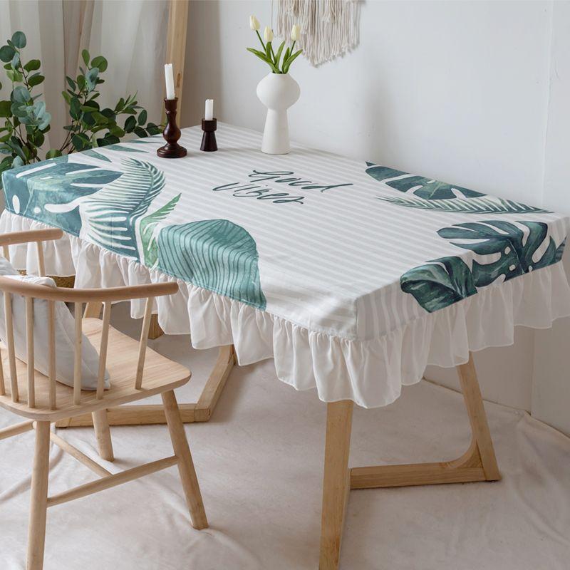 

Нескользящая хлопково-льняная скандинавская скатерть для обеденного стола для дома, тканевая скатерть-накидка, ветрозащитная, популярная в сети, кружевная, прямоугольная, для молодых взрослых, с сердечком Turtle Back Leaf Long 100 * wide 100 * High 25