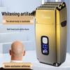 White Electric Three-Blade Mesh Head Shaver - Waterproof Clipper for Balding and Hair Trimming
