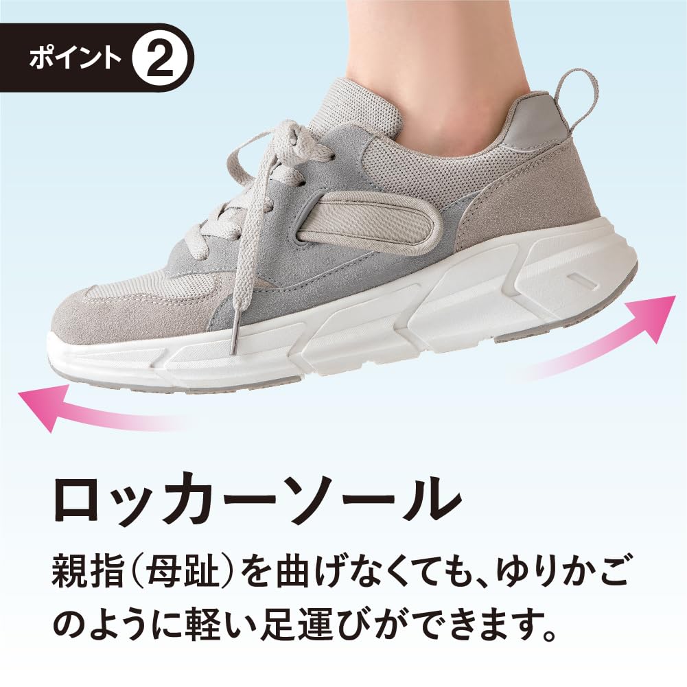 Alphax Women's Doctor's Valgus Support Sneakers, Navy, Size L (24.0-24.5cm)