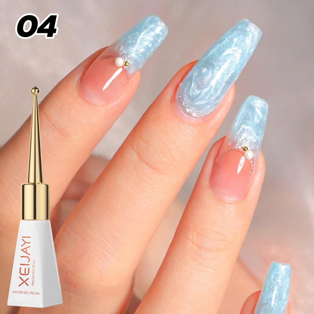 Mother of Pearl Gel Polish - Pearly Shell Swirl Nail Art Gel, UV/LED Curable for Salon & DIY Manicure