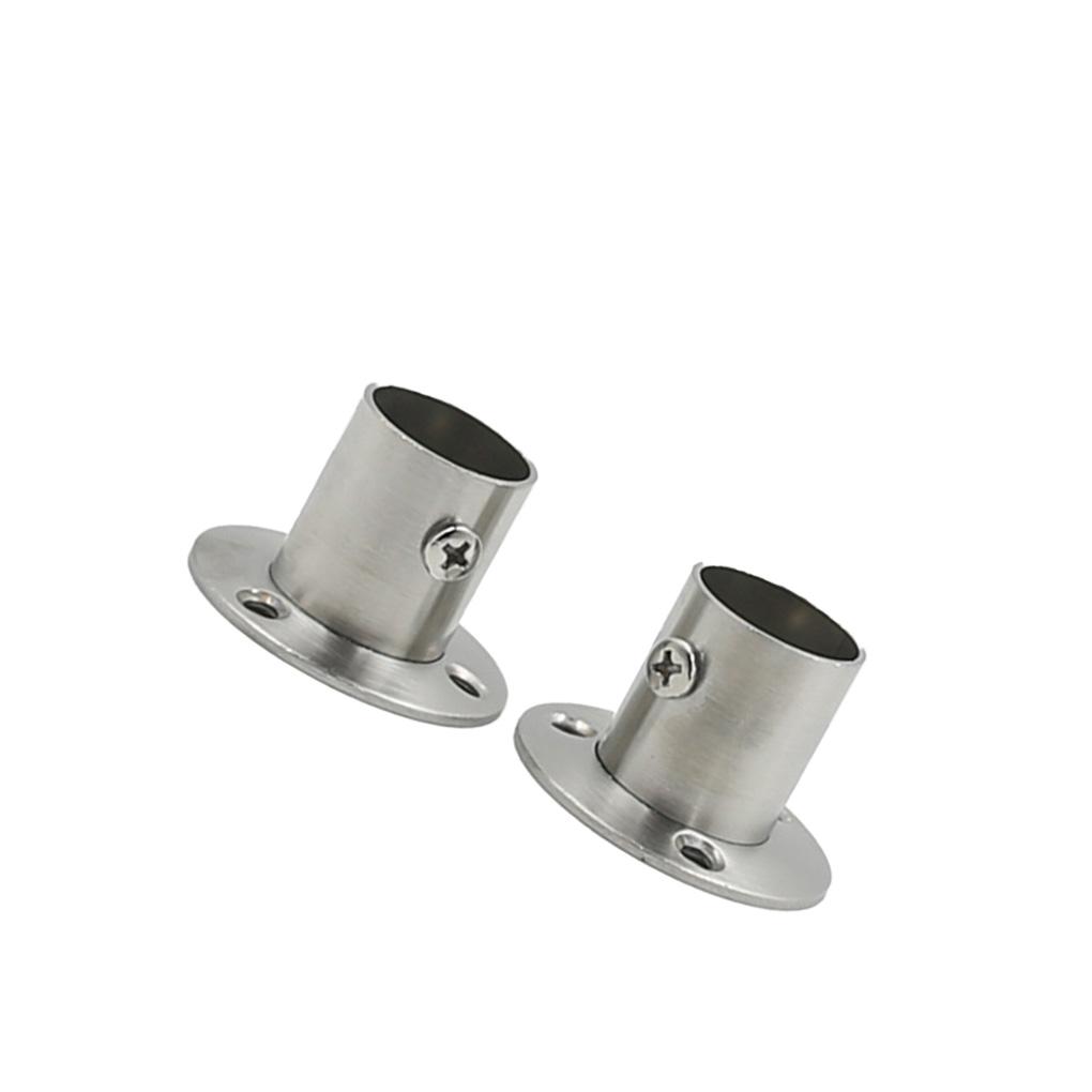 

4 Pieces Curtain Rod Holder 22mm Stainless Steel Closet Wardrobe Clothes Rail Pole Support End Mounted Tube Bracket Socket