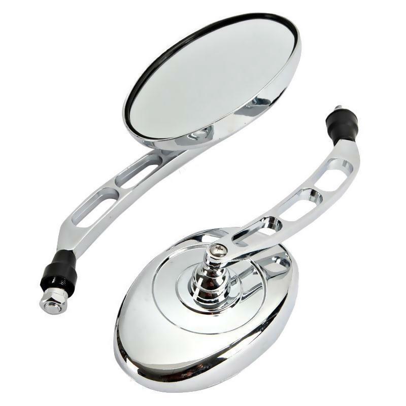 2Pcs Motorcycle Rear View Mirrors 10MM For Harley Davidson Road Glide King Sportster Black/Chrome Chrome Color